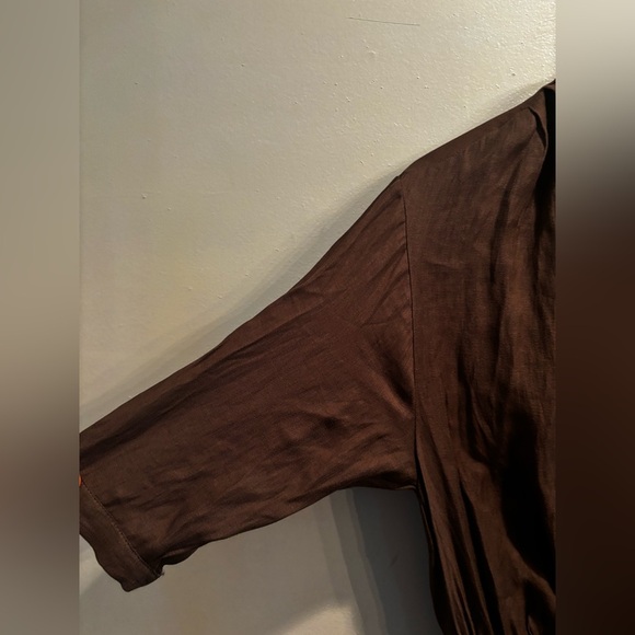 Zara Basic Brown Blouse minimalist neutral size small belt natural casual - Picture 8 of 8